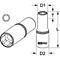 Représentation graphique d'un insert de clé à douille KS TOOLS, montré sous différents angles. Dimensions : D1, D2, T et L.