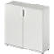 Draaideurkast TETRIS WOOD – B 1200 x D 421 x H 1160 mm (hoogte inclusief glijders) – 3 OH - lichtgrijs – ons merk Schäfer Shop Genius