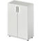 Draaideurkast TETRIS WOOD – B 800 x D 421 x H 1160 mm (hoogte inclusief glijders) – 3 OH - lichtgrijs – ons merk Schäfer Shop Genius