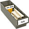 Gray plastic box containing wooden and plastic wedges. Labeled: Wedges (Plastic) and Wedges.