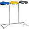 Dreifach-Abfallsammler VAR INDUSTRY Standard, je 120 l, Stahl, KS-Deckel, blau/gelb/grau