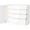 Dressoir, met 4 laden en 1 deur, glazen front en bovenblad, B 1340 x D 420 x H 1020 mm, wit