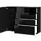 Dressoir, met 4 laden en 1 deur, glazen front en bovenblad, B 1340 x D 420 x H 1020 mm, zwart