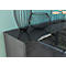Dressoir, met 4 laden en 1 deur, glazen front en bovenblad, B 1340 x D 420 x H 1020 mm, zwart