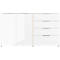 Dressoir, met 4 laden en 2 deuren, glazen front en blad, B 1840 x D 420 x H 1020 mm, Navarra eik/wit