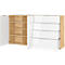 Dressoir, met 4 laden en 2 deuren, glazen front en blad, B 1840 x D 420 x H 1020 mm, Navarra eik/wit