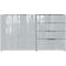 Dressoir, met 4 laden en 2 deuren, glazen front en bovenblad, B 1840 x D 420 x H 1020 mm, grafiet/zilvergrijs