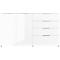 Dressoir, met 4 laden en 2 deuren, glazen front en bovenblad, B 1840 x D 420 x H 1020 mm, wit