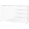Dressoir, met 4 laden en 2 deuren, glazen front en bovenblad, B 1840 x D 420 x H 1020 mm, wit
