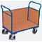 Driewandwagen, staal/MDF-plaat, decor gentiaanblauw/beuken, L 1000 x B 675 mm, afneembare zijwand, TPE-wielen met EasySTOP, tot 500 kg