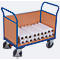 Driewandwagen, staal/MDF-plaat, decor gentiaanblauw/beuken, L 1000 x B 675 mm, afneembare zijwand, TPE-wielen met EasySTOP, tot 500 kg
