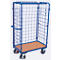 Driewandwagen, staal/MDF-plaat, decor gentiaanblauw/beuken, L 1000 x B 700 mm, max. belasting 1525 mm, inhaakbare zijwand, EasySTOP, tot 500 kg