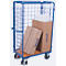 Driewandwagen, staal/MDF-plaat, decor gentiaanblauw/beuken, L 1200 x B 800 mm, max. belasting 1525 mm, inhaakbare zijwand, EasySTOP, tot 500 kg