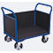 Driewandwagen, staal/zeefdrukplaat, gentiaanblauw/donkerbruin, L 995 x B 665 mm, afneembare zijwand, massief rubberen wielen met EasySTOP, tot 1000 kg