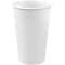 White plastic cup with a ribbed surface.