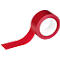 Roll of red tape, partially unrolled, on a white background.