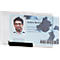 Student ID in a transparent holder. The ID card shows a photo of a man wearing glasses and the inscription "Andre Boelter".