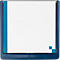 Dark blue square box with white interior and blue stripe on the left. There are two small blue squares in the bottom right corner.