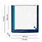 Blue document tray with white background and dimensions. It indicates the height, width and depth of the tray.