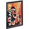 Een zwarte kliklijst toont een karaoke-festivalposter met een zingende man en een retro design.