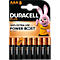 Packung mit acht Duracell Plus AAA Batterien, orange-schwarz mit Duracell-Hase.