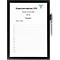 A black picture frame surrounds a white sheet with flu-related information. A pen lies to the right.