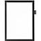 Black picture frame with white interior and a holder on the side.