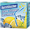 Durstlöscher Eistee Zitrone 500ml Packung mit Zitrone, Eiswürfeln und Strohhalm.