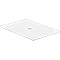 Rectangular, white plate with a round hole in the middle.