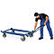 Duwbeugels, voor palletonderstel, stalen buis, blauw, insteekbaar, 2 hulpwielen