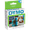 DYMO label sticker pack with labels, shown with soap with label, size 25x25 mm.
