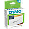 DYMO label box with size details and print. The box says DYMO and below an example address print.
