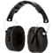 Black ear defenders with padded headband and earcups, silver colored arches. '3M' is written on one earcup.