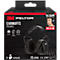 Black 3M Peltor earmuffs, foldable. The packaging displays the product name, technical specifications, and a person wearing headphones.