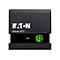 Schwarzes Eaton Ellipse ECO Gerät mit grünem Power-Button. Logo und Schriftzug in Weiß. „OK“ Anzeige.