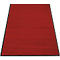 Red carpet with a black border. The surface has a textured look.