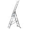 Echelle polyvalente SZ métal, 3 éléments, avec 3 x 6 barreaux, jusqu'à 150 kg, EN 131, traverse, sécurité anti-écartement, aluminium