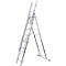 Echelle polyvalente SZ métal, 3 éléments, avec 3 x 8 barreaux, jusqu'à 150 kg, EN 131, traverse, sécurité anti-écartement, aluminium