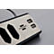 Eck-Steckdosenleiste brennenstuhl® estilo, 4-fach + USB-Ladefunktion, IP20, mit Kabel & Klebepads, L 70 x B 100 x H 300 mm, schwarz-silber