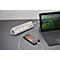 Eck-Steckdosenleiste brennenstuhl® estilo, 4-fach + USB-Ladefunktion, IP20, mit Kabel & Klebepads, L 70 x B 100 x H 300 mm, weiß-silber