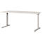 Eckschreibtisch Profi 2.0, mechanisch höheneinstellbar, C-Fuß, inkl. Ansatztisch mit Stützfuß, B 2400 x T 2600 x H 700-800 mm, silber/lichtgrau
