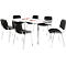 Economy set stapelstoelen ISO Basic, bekleding stof zwart, afmetingen zitting B 475 x D 415 x H 470 mm, 6 stuks + vergadertafel, wit, B 1600 x D 800 mm
