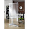 Écran transparent enroulable pour protection hygiénique, avec cassette en aluminium avec pieds, L 850 x P 200 x H 2200 mm