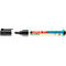 Schwarzer Edding Flipchart Marker mit offener Kappe, Markenname und Produktdetails deutlich erkennbar.
