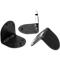3D image of three black corner plastic brackets, which can be clamped together, with knobs for attachment.