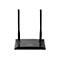 Schwarzer Edimax-Router mit zwei Antennen vor weißem Hintergrund.