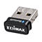 Ein schwarzer Edimax Bluetooth-USB-Adapter mit silbernem Metallstecker vor weißem Hintergrund.