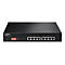 Edimax 8-Port Fast Ethernet PoE Switch in einem schwarzen Metallgehäuse mit DIP-Schalter und Status-LEDs.