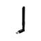 Schwarzer Edimax AC1200 USB-WLAN-Adapter mit ausklappbarer Antenne vor weißem Hintergrund.