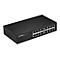 Schwarzer 16-Port Gigabit Ethernet Switch von Edimax vor weißem Hintergrund.